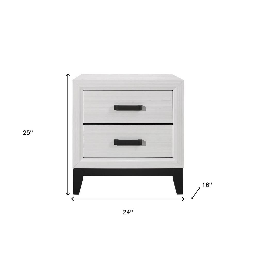 25" White Two Drawer Nightstand. Picture 5