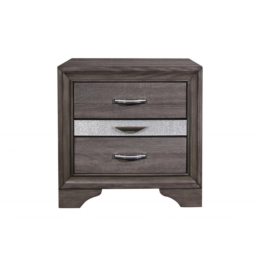 27" Gray Two Drawer Nightstand. Picture 1
