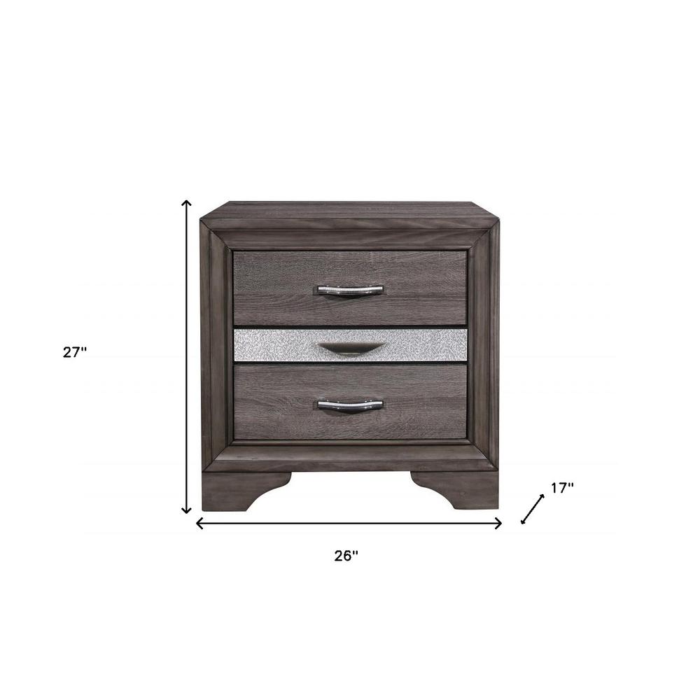 27" Gray Two Drawer Nightstand. Picture 5