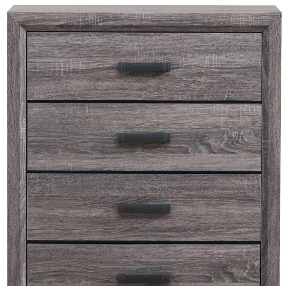 31" Grey Solid Wood Five Drawer Chest. Picture 4