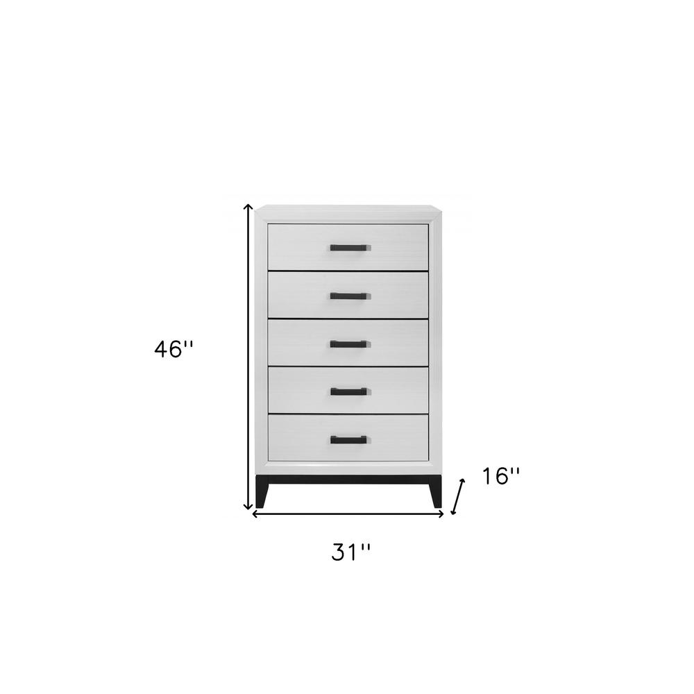 31" White Solid Wood Five Drawer Chest. Picture 6