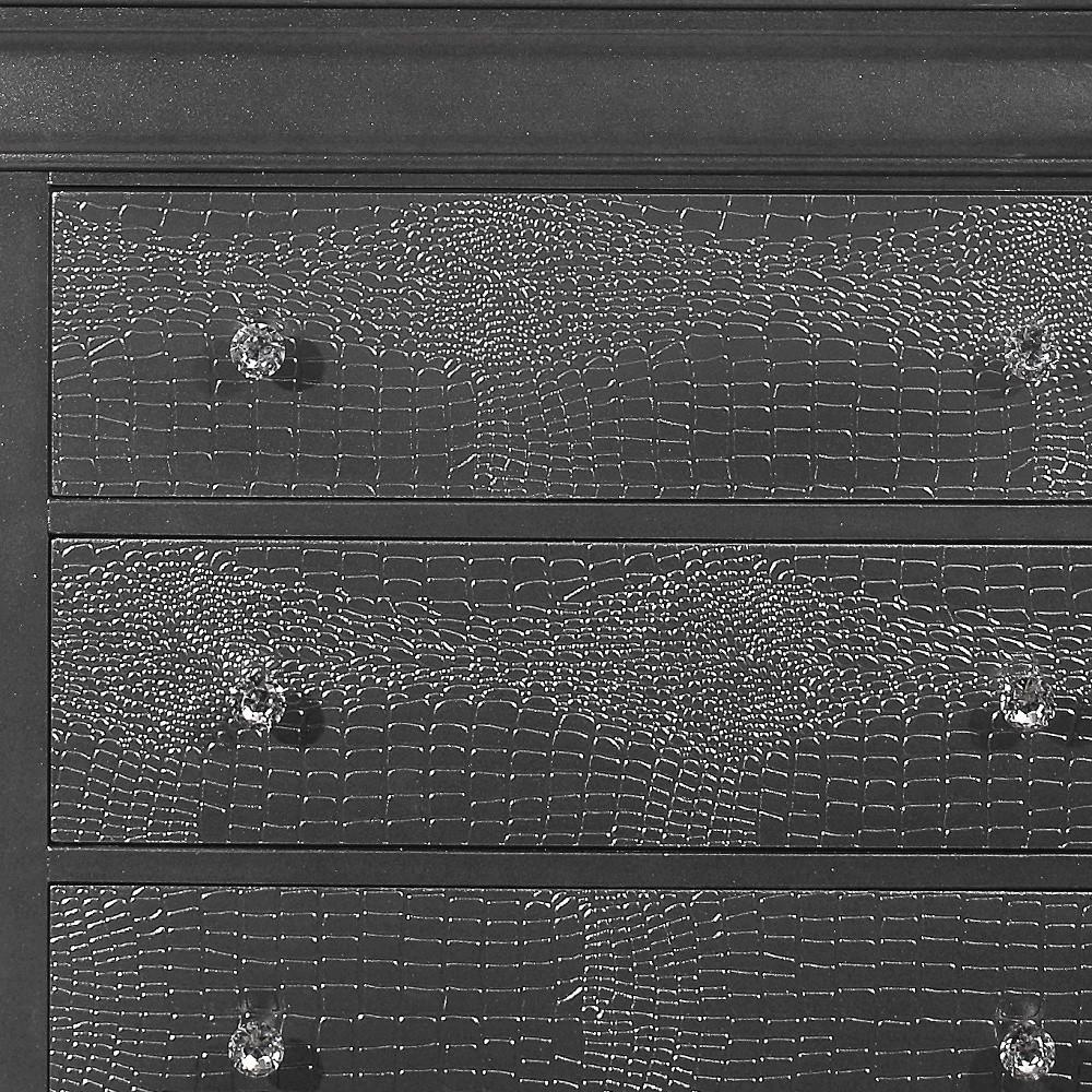 31" Metallic Grey Solid Wood Five Drawer Chest. Picture 6