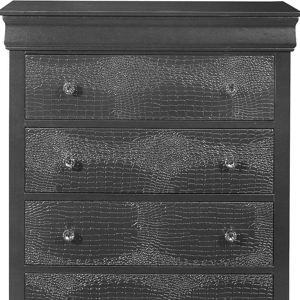 31" Metallic Grey Solid Wood Five Drawer Chest. Picture 4