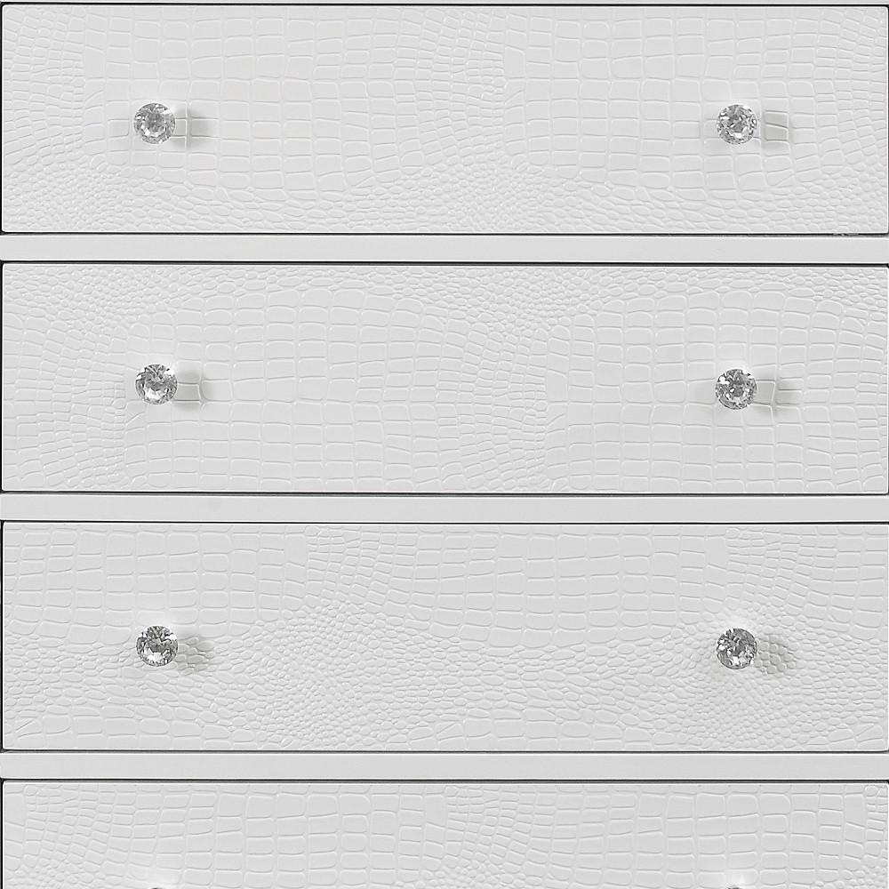 31" Metallic White Solid Wood Five Drawer Chest. Picture 4