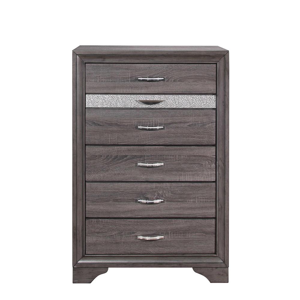35" Grey Manufactured Wood Six Drawer Chest. Picture 2