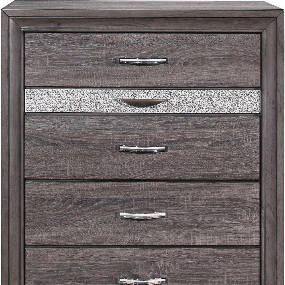 35" Grey Manufactured Wood Six Drawer Chest. Picture 4