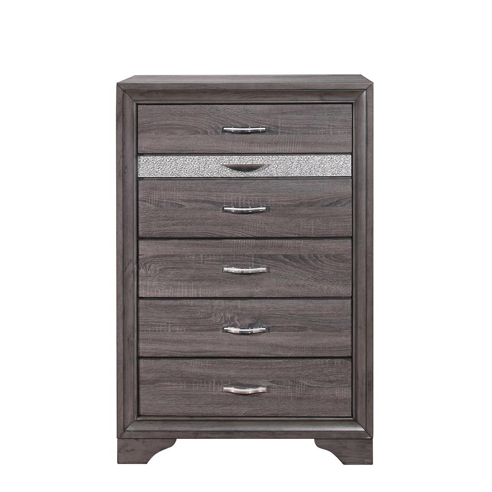 35" Grey Manufactured Wood Six Drawer Chest. Picture 1