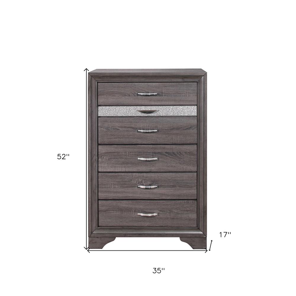 35" Grey Manufactured Wood Six Drawer Chest. Picture 6