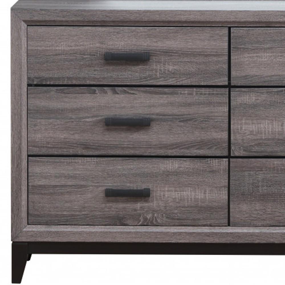 58" Gray Solid and Manufactured Wood Six Drawer Double Dresser. Picture 5