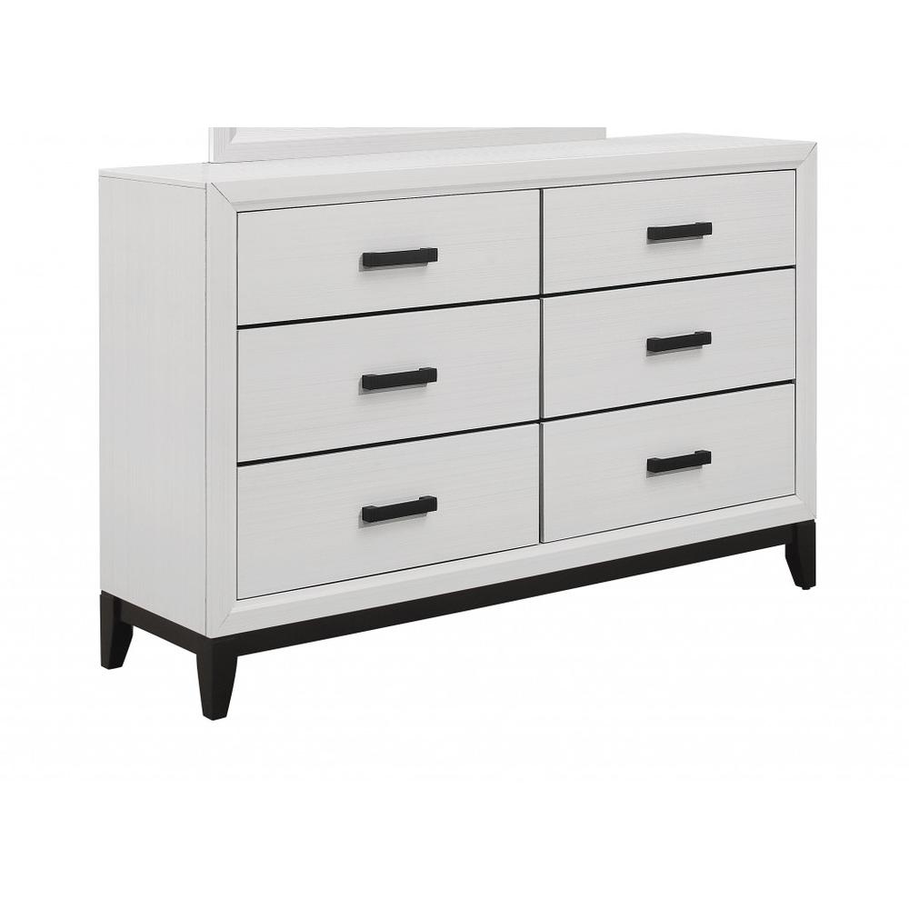 58" White Solid Wood Six Drawer Double Dresser. Picture 2