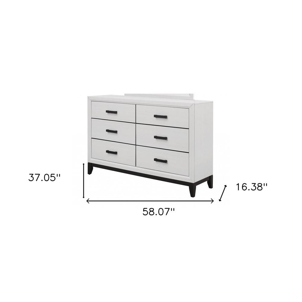 58" White Solid Wood Six Drawer Double Dresser. Picture 7