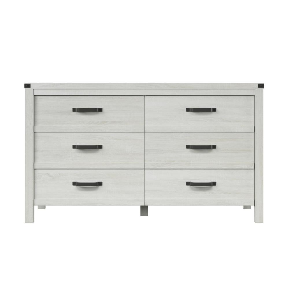 58" White Solid Wood Six Drawer Double Dresser. Picture 3