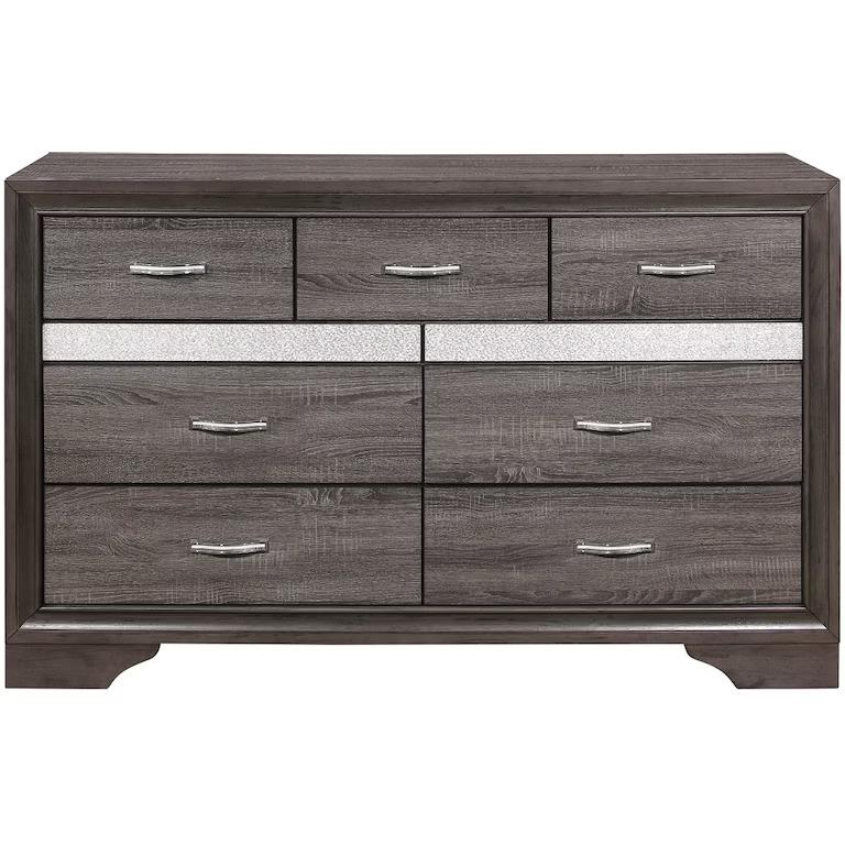 62" Grey Solid Wood Nine Drawer Double Dresser. Picture 1