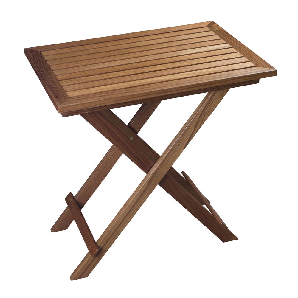 28" Brown Solid Wood Folding Outdoor Side Table. Picture 2