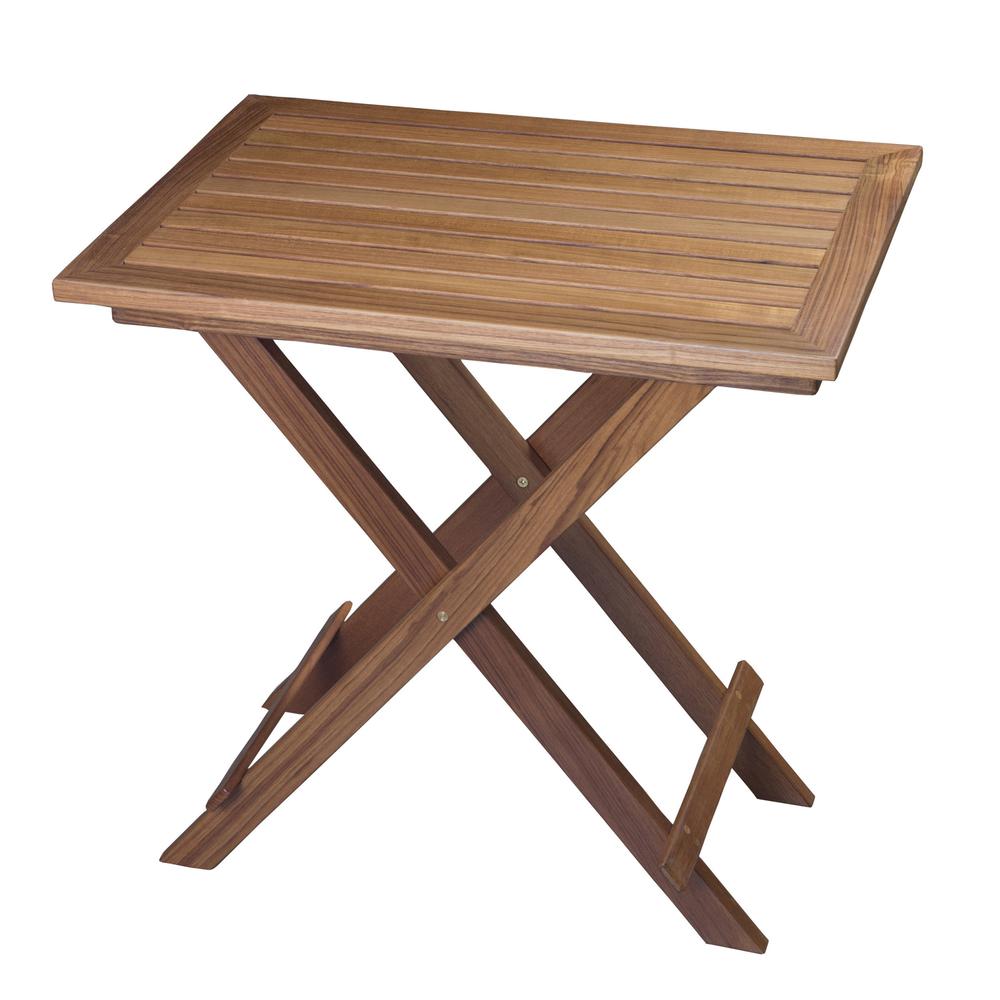 28" Brown Solid Wood Folding Outdoor Side Table. Picture 1