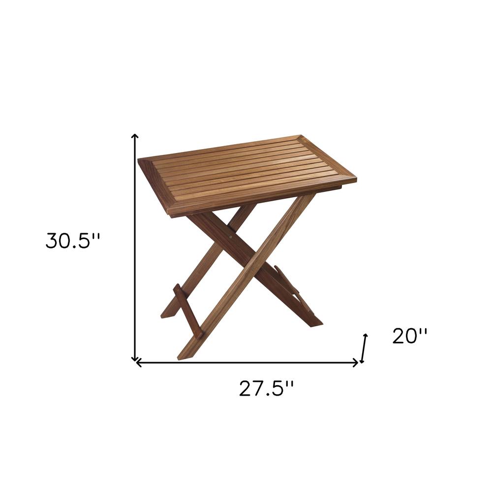 28" Brown Solid Wood Folding Outdoor Side Table. Picture 5