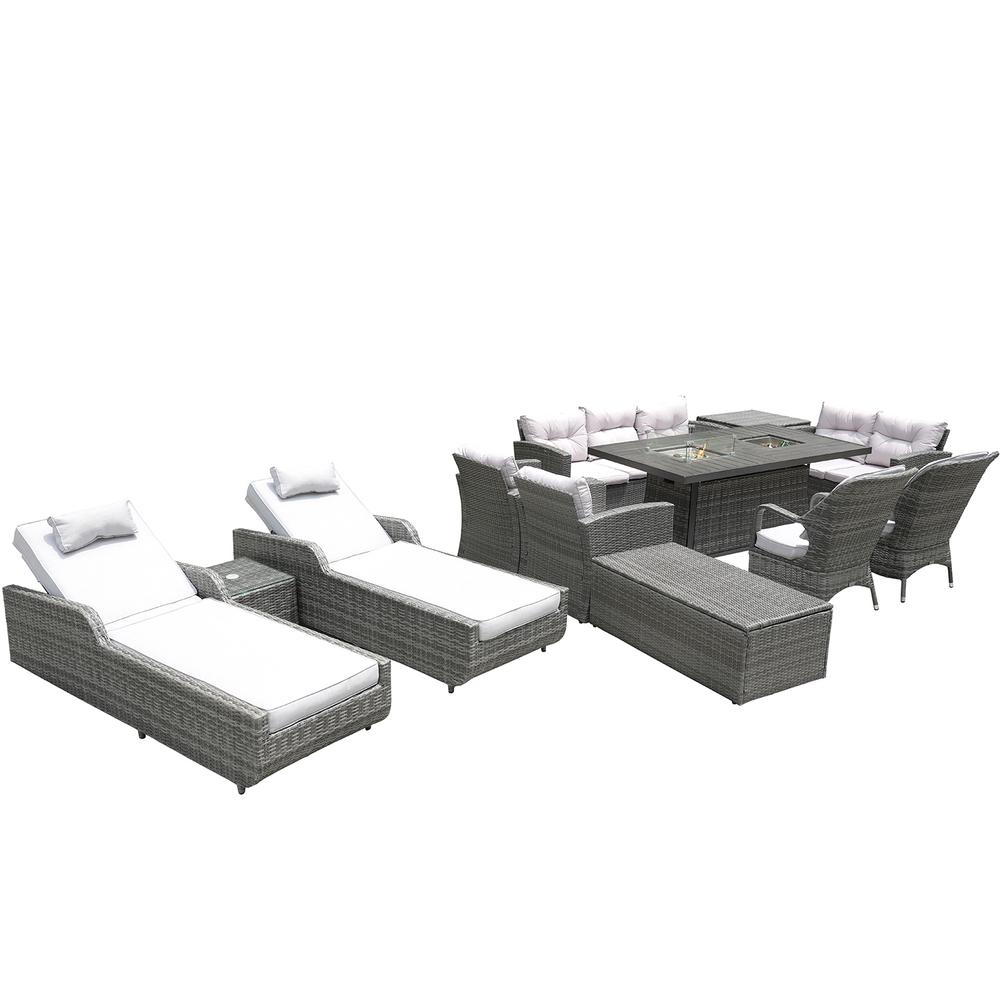 Twelve Piece Outdoor Gray Wicker Multiple Chairs Seating Group. Picture 1