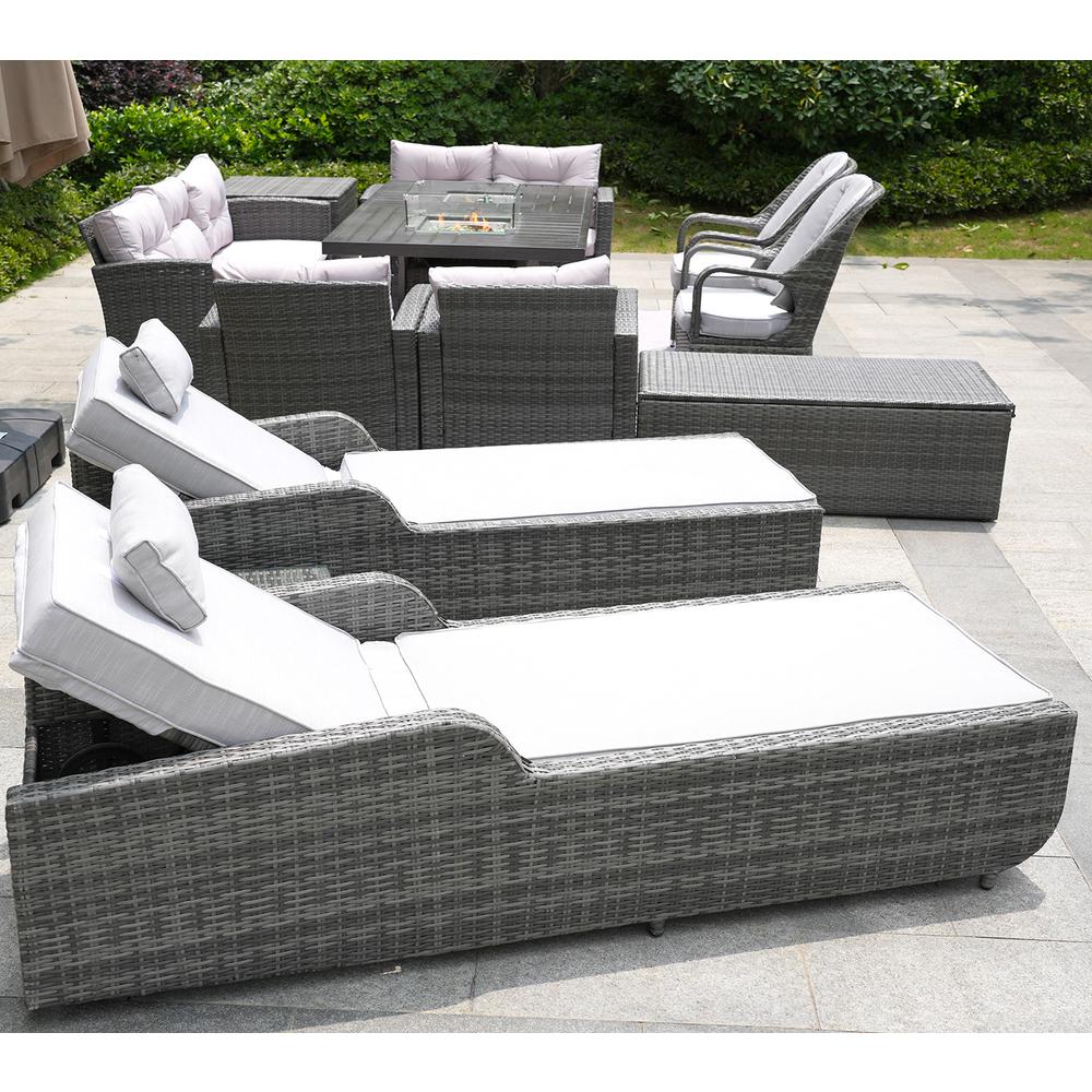 Twelve Piece Outdoor Gray Wicker Multiple Chairs Seating Group. Picture 3