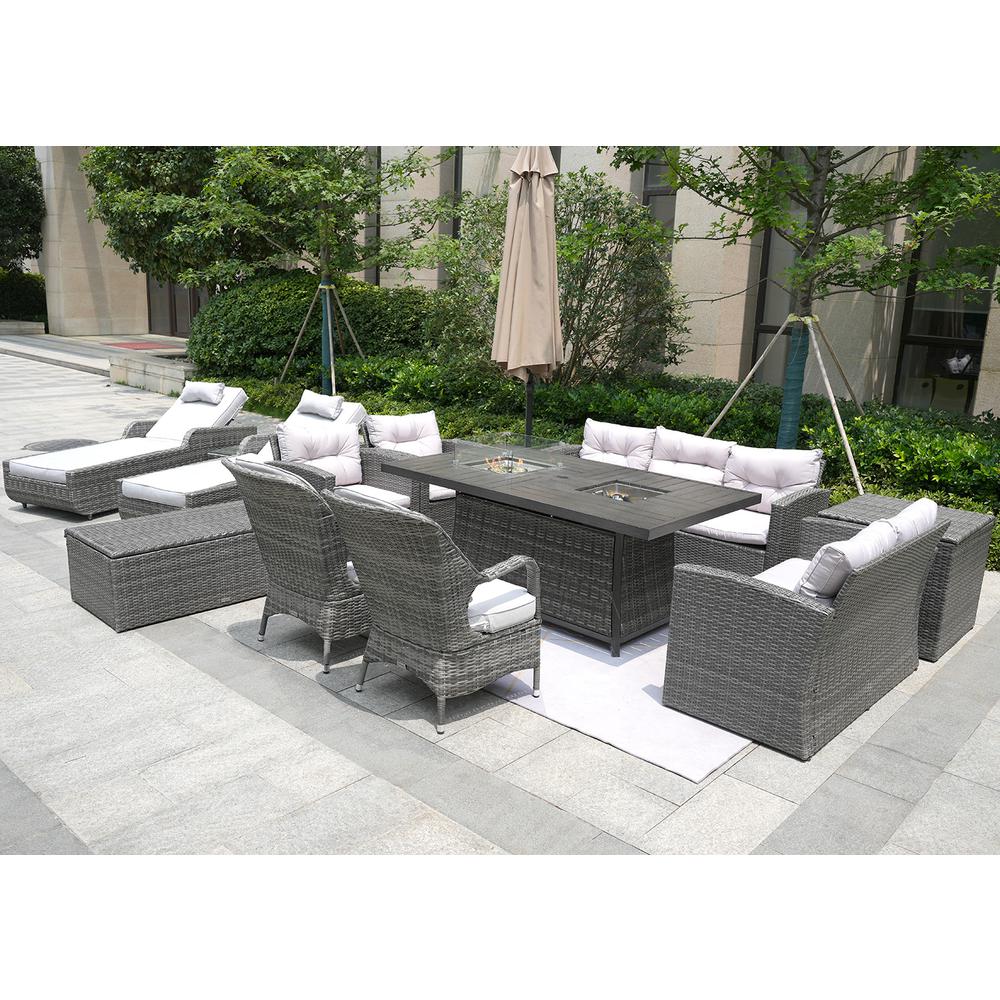 Twelve Piece Outdoor Gray Wicker Multiple Chairs Seating Group. Picture 4