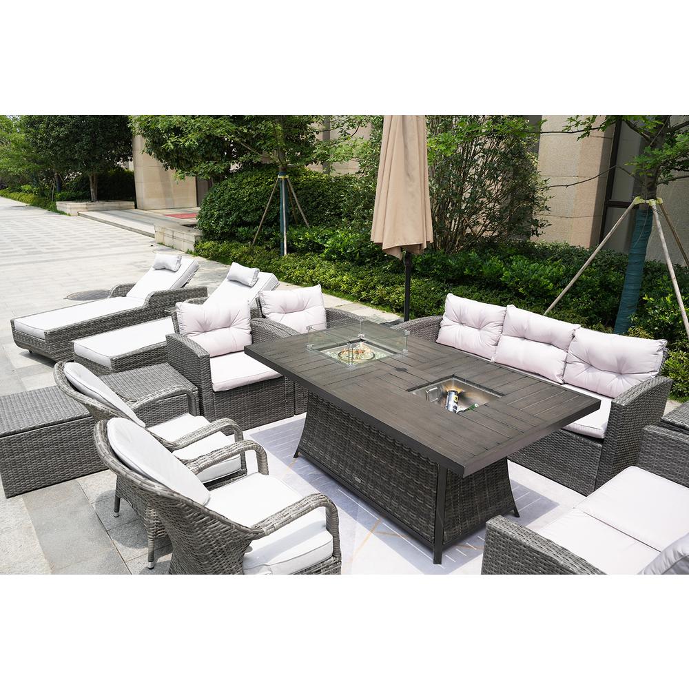 Twelve Piece Outdoor Gray Wicker Multiple Chairs Seating Group. Picture 6