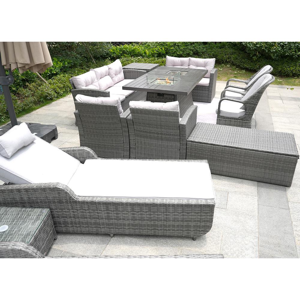 Twelve Piece Outdoor Gray Wicker Multiple Chairs Seating Group. Picture 7