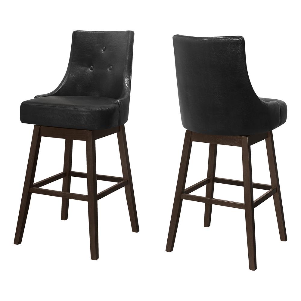 Set Of Two 46" Black Bar Height Swivel Full Back Bar Chairs. Picture 1