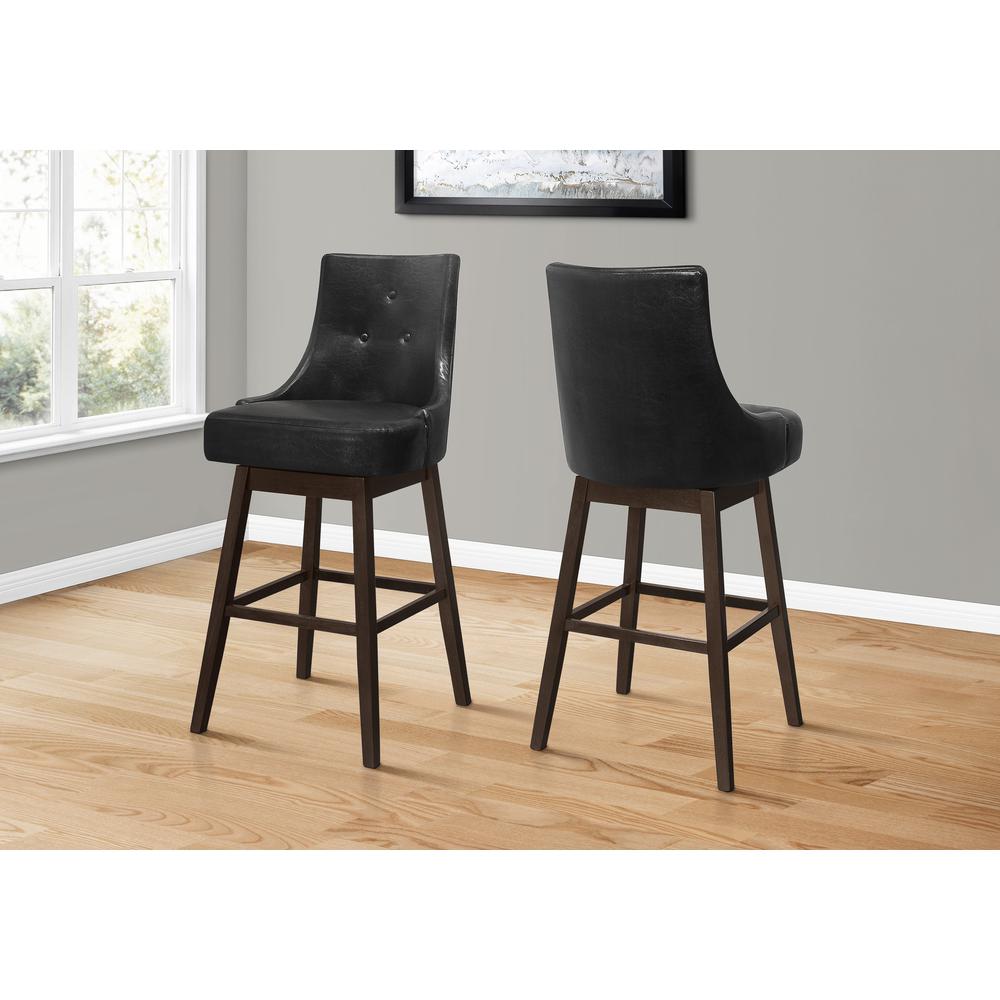 Set Of Two 46" Black Bar Height Swivel Full Back Bar Chairs. Picture 2