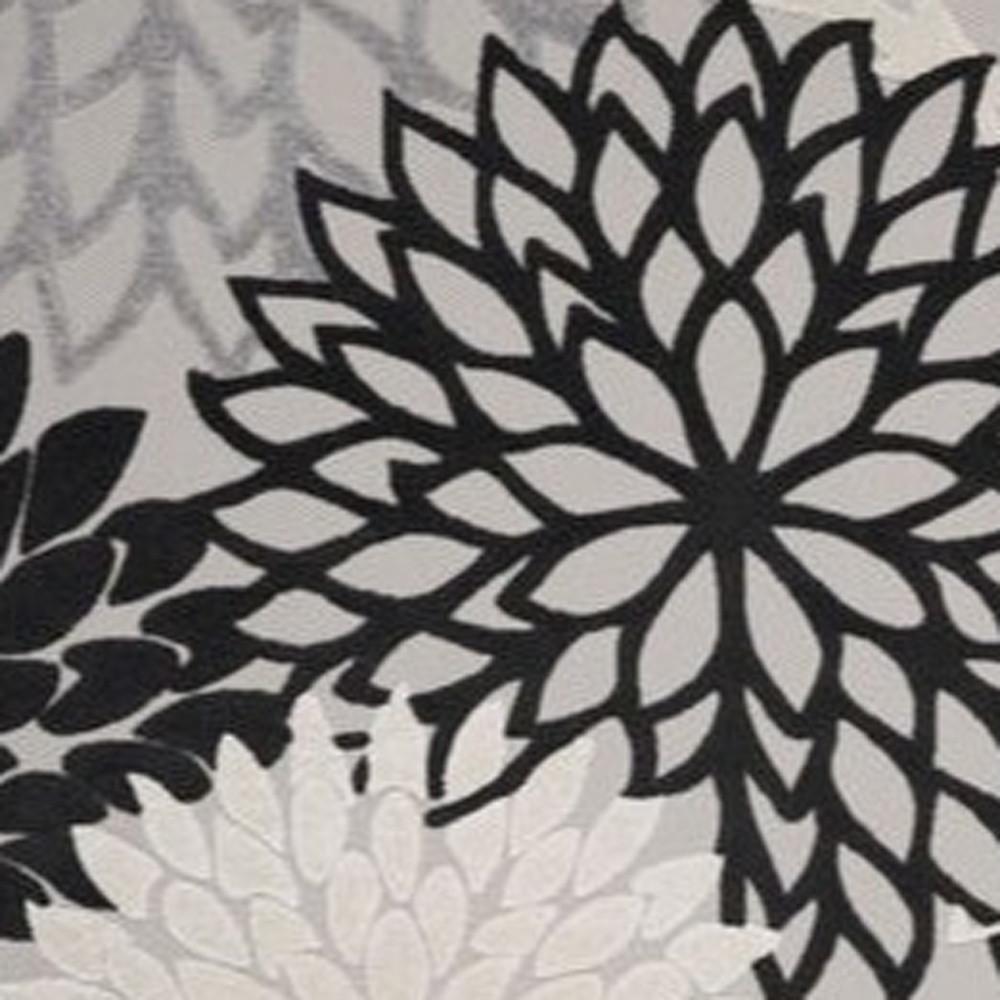 12' X 15' Black And White Floral Non Skid Indoor Outdoor Area Rug. Picture 4