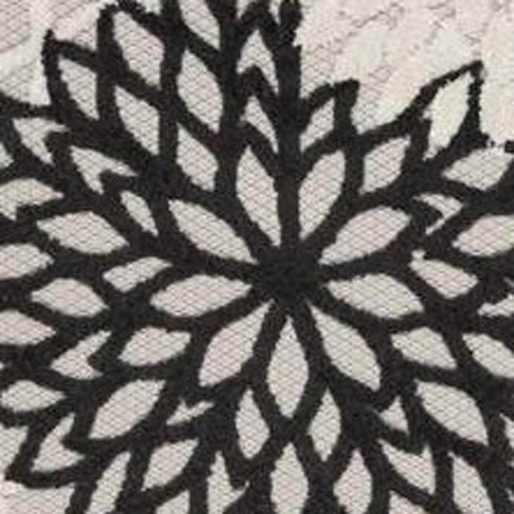 2' X 6' Black And White Floral Non Skid Indoor Outdoor Runner Rug. Picture 3