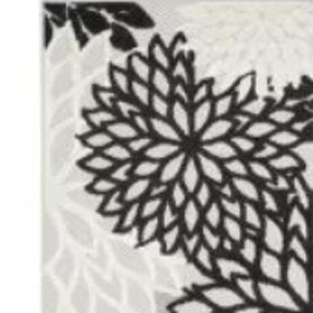 2' X 10' Black And White Floral Non Skid Indoor Outdoor Runner Rug. Picture 4