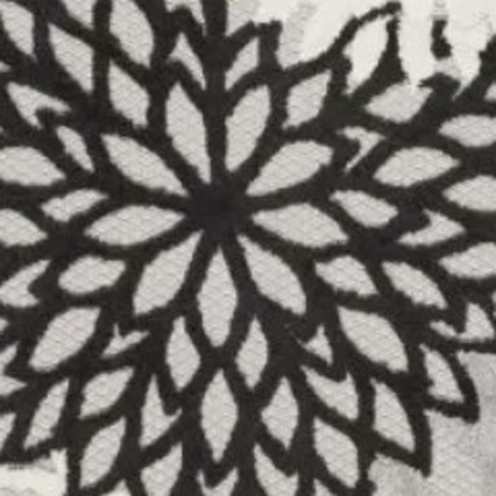 3' X 4' Black And White Floral Non Skid Indoor Outdoor Area Rug. Picture 3
