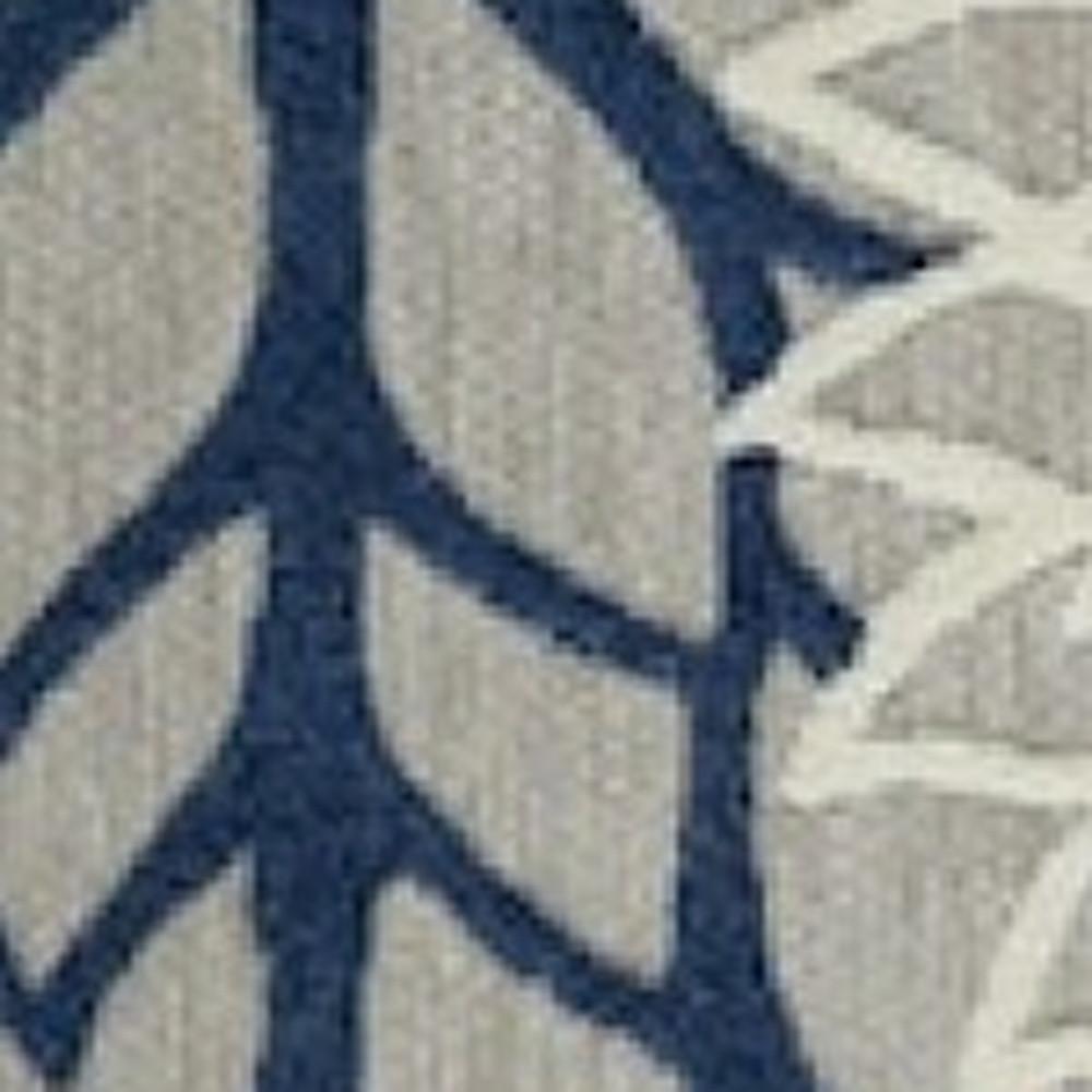 10' X 13' Ivory And Navy Floral Non Skid Indoor Outdoor Area Rug. Picture 3