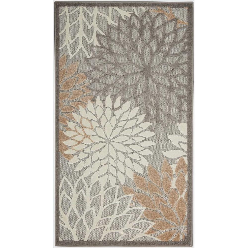 3' X 5' Natural Floral Non Skid Indoor Outdoor Area Rug. Picture 1