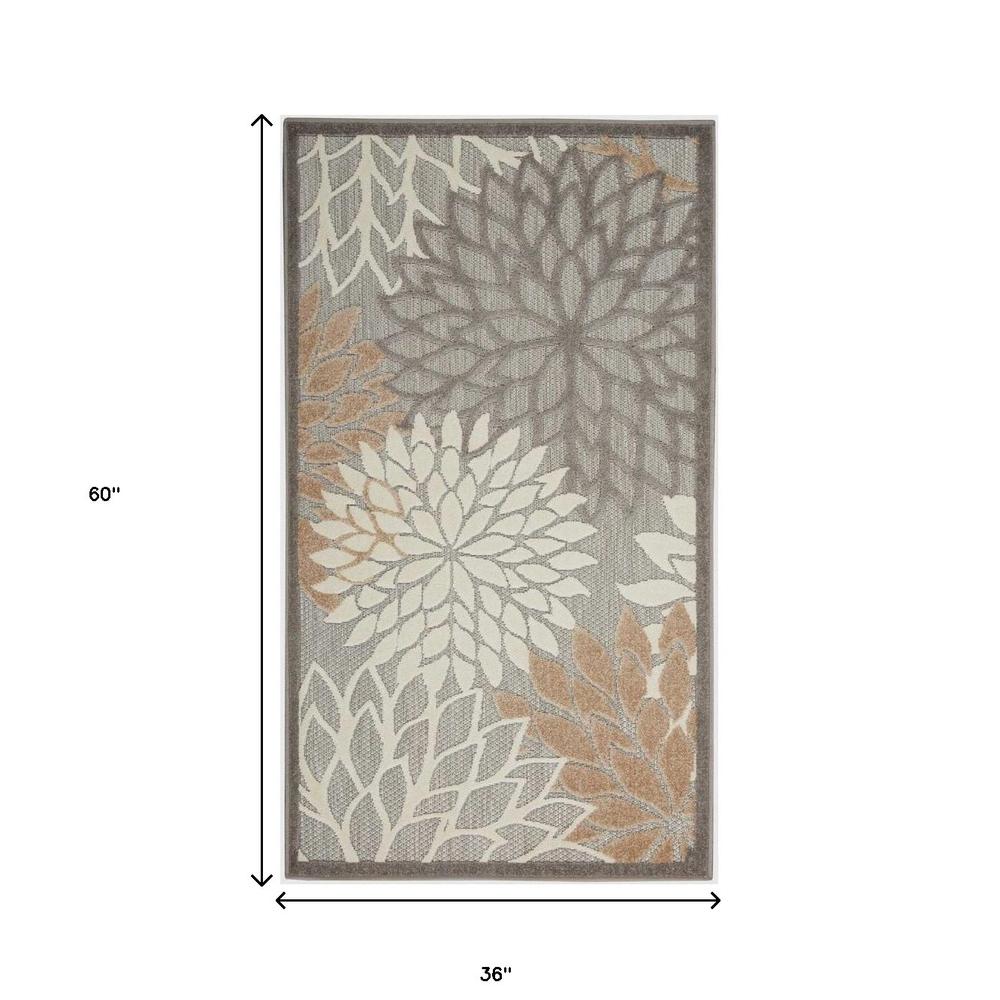3' X 5' Natural Floral Non Skid Indoor Outdoor Area Rug. Picture 5
