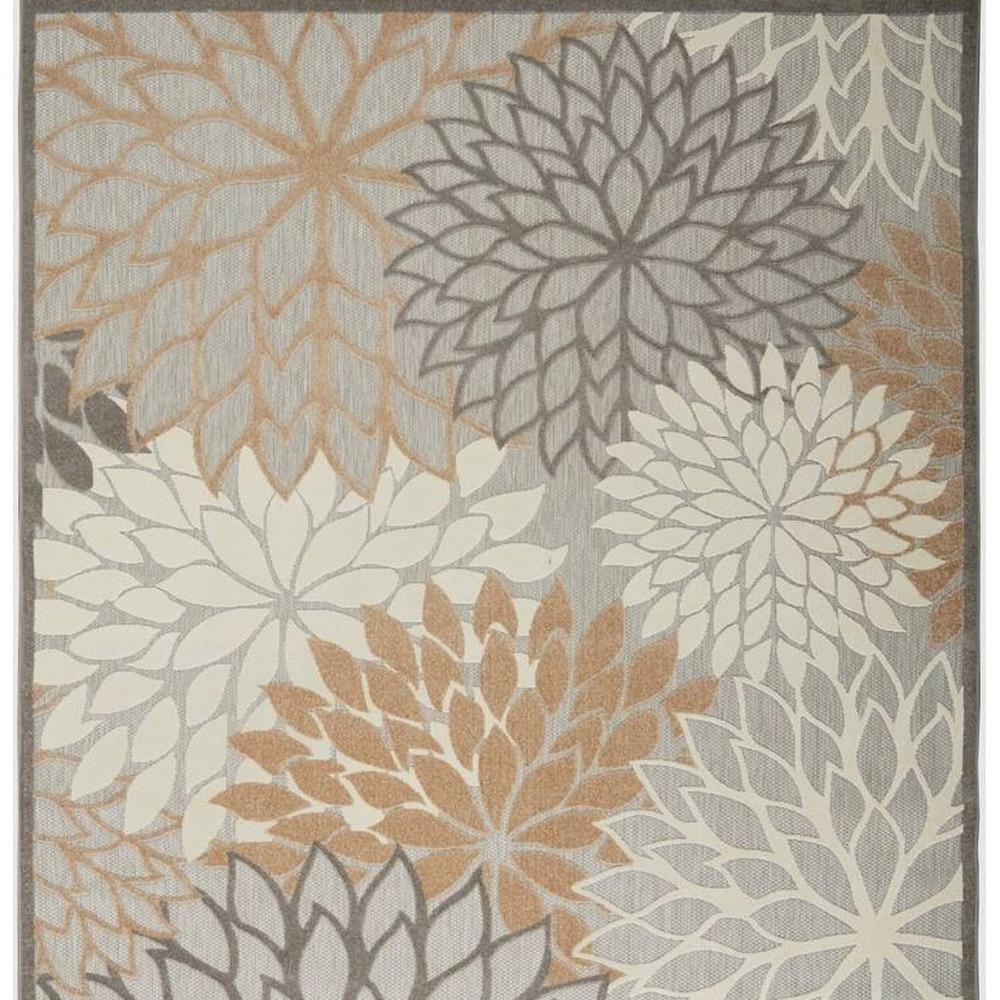 9' X 12' Natural Floral Non Skid Indoor Outdoor Area Rug. Picture 4