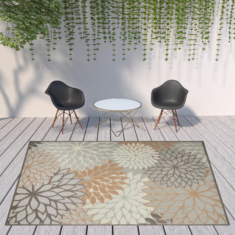 9' X 12' Natural Floral Non Skid Indoor Outdoor Area Rug. Picture 2