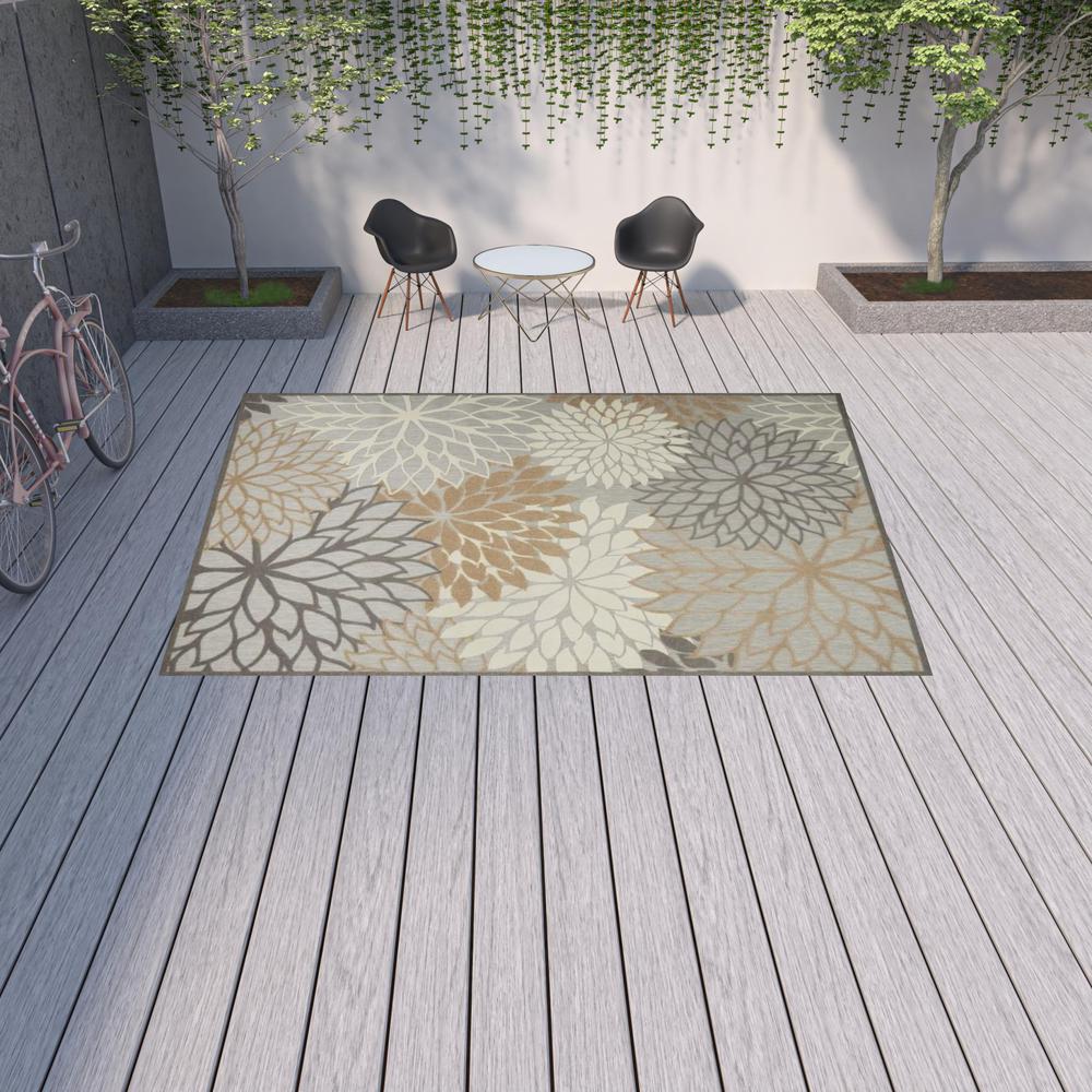 10' X 13' Natural Floral Non Skid Indoor Outdoor Area Rug. Picture 2