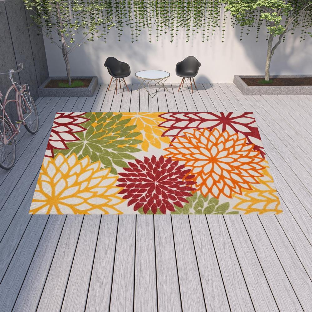 12' X 15' Red Floral Non Skid Indoor Outdoor Area Rug. Picture 2