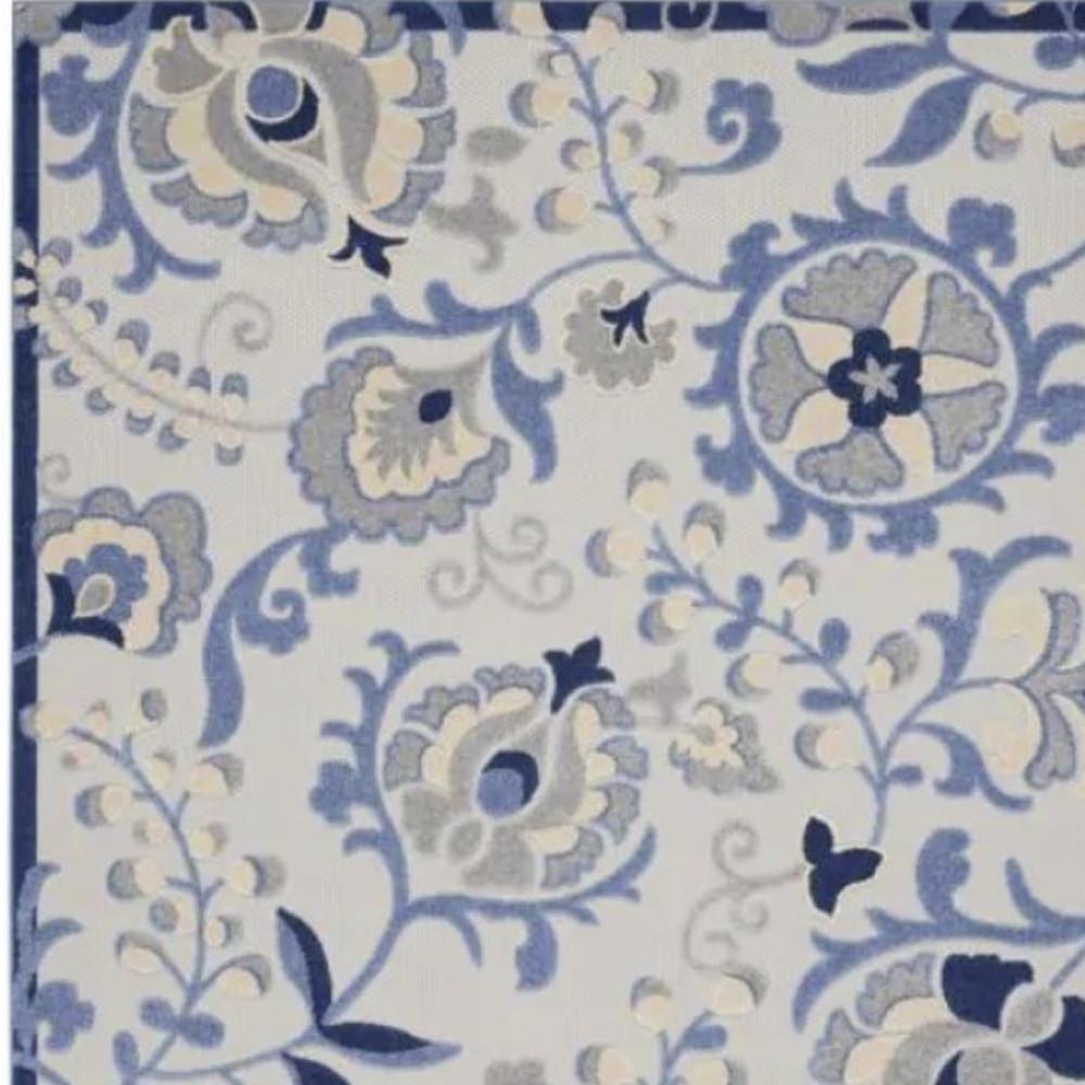 3' X 4' Blue And Grey Toile Non Skid Indoor Outdoor Area Rug. Picture 4