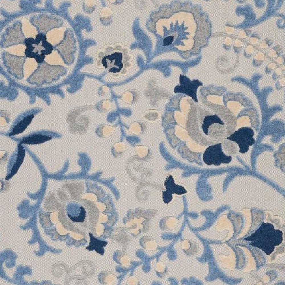 4' X 6' Blue And Grey Toile Non Skid Indoor Outdoor Area Rug. Picture 3