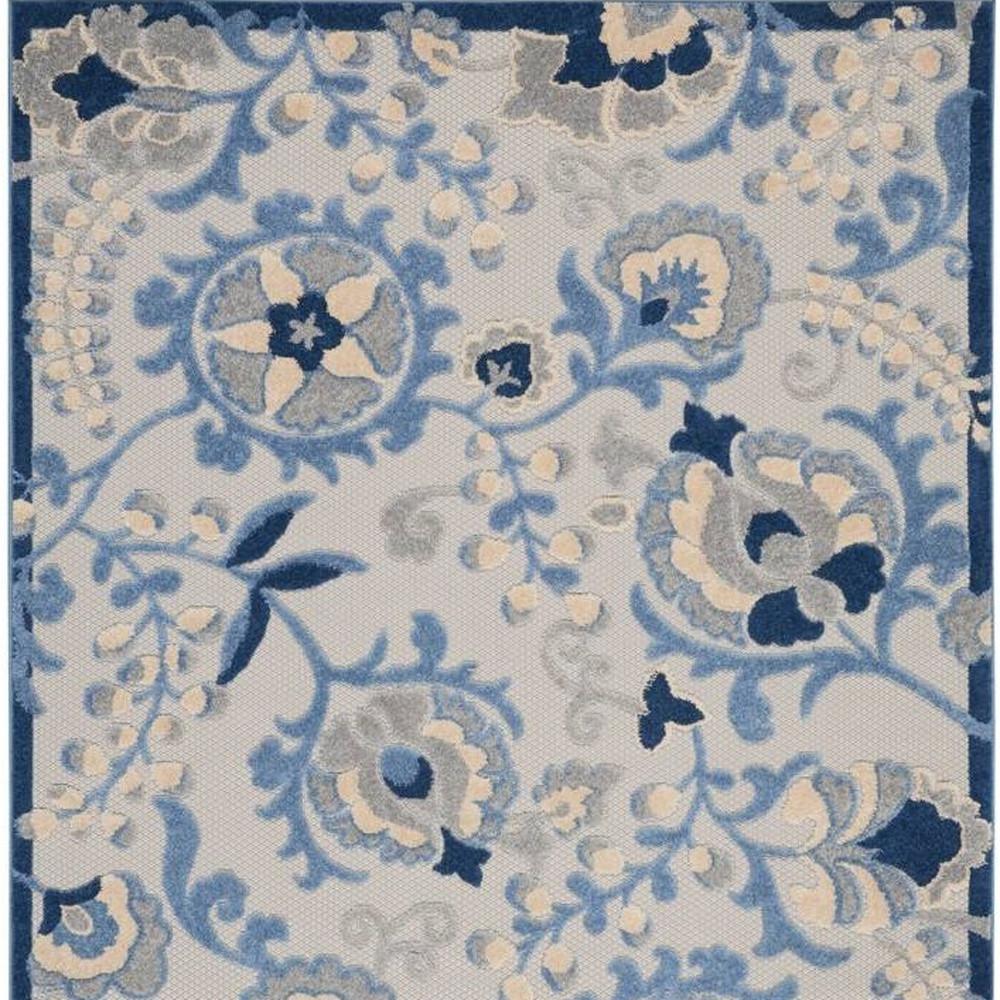 4' X 6' Blue And Grey Toile Non Skid Indoor Outdoor Area Rug. Picture 4