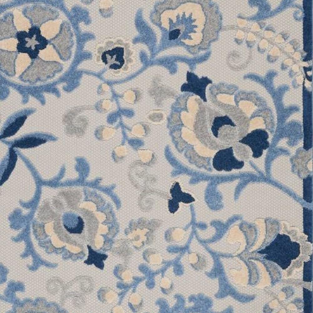 5' X 7' Blue And Grey Toile Non Skid Indoor Outdoor Area Rug. Picture 3