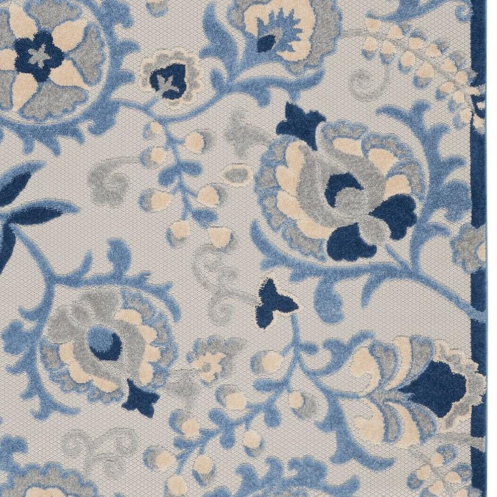 10' X 13' Blue And Grey Toile Non Skid Indoor Outdoor Area Rug. Picture 3
