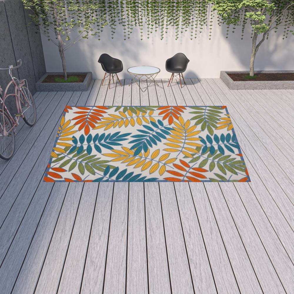 10' X 13' Ivory Floral Non Skid Indoor Outdoor Area Rug. Picture 2