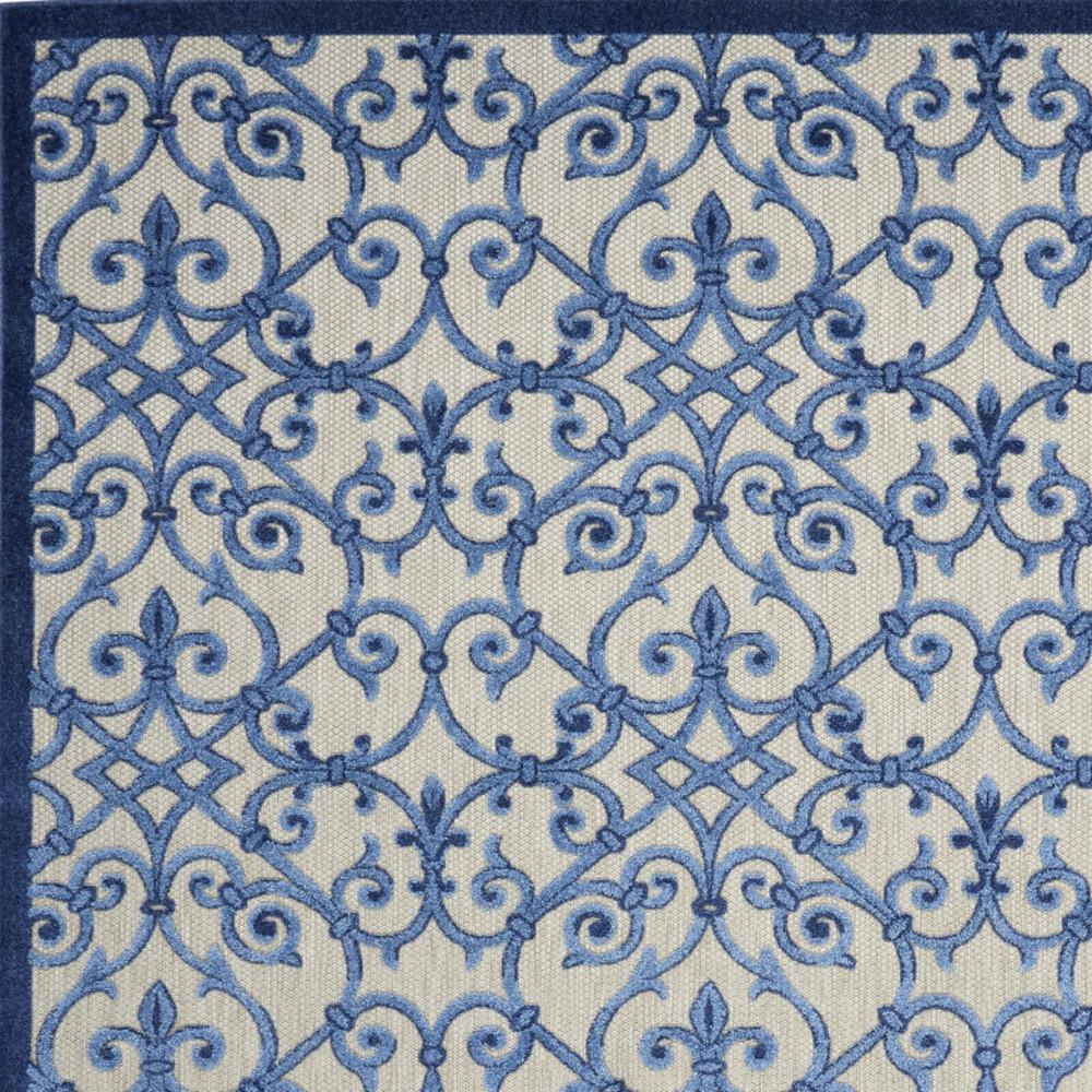 10' X 13' Grey And Blue Damask Non Skid Indoor Outdoor Area Rug. Picture 3