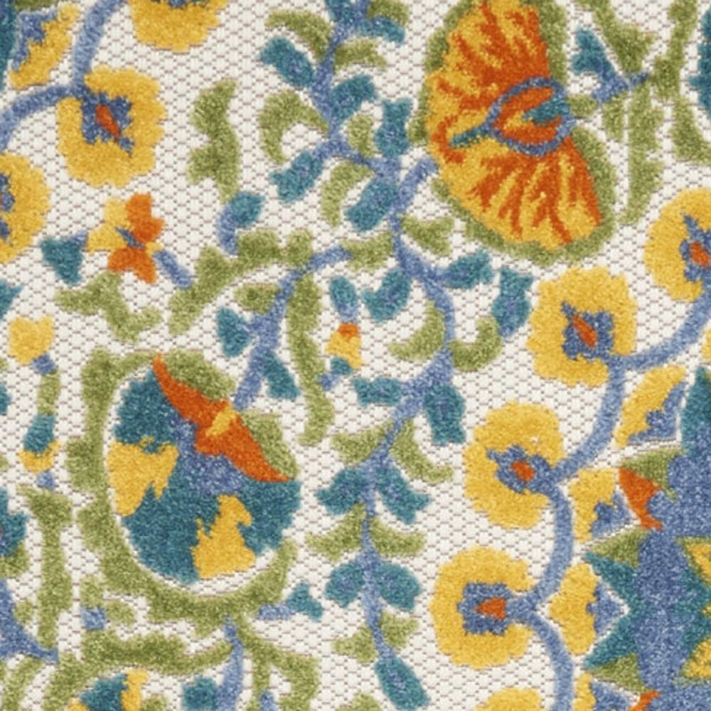 2' X 10' Yellow And Teal Toile Non Skid Indoor Outdoor Runner Rug. Picture 3