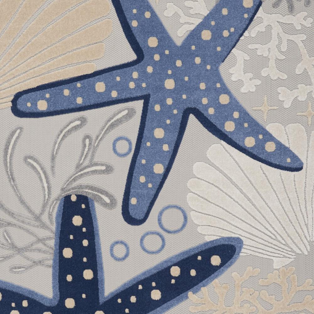 9' x 12' Blue and Gray Starfish Indoor Outdoor Area Rug. Picture 3