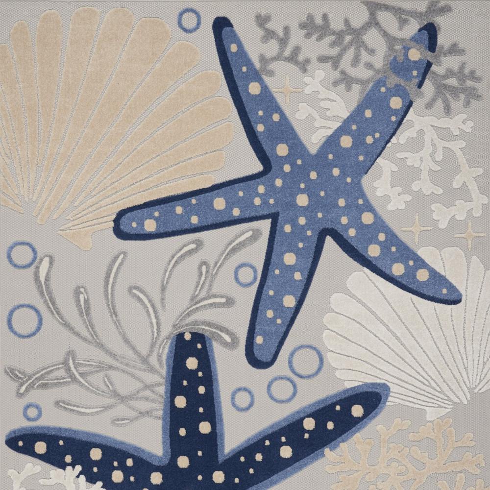 9' x 12' Blue and Gray Starfish Indoor Outdoor Area Rug. Picture 4