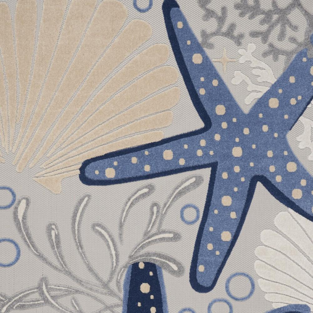 10' x 13' Blue and Gray Starfish Indoor Outdoor Area Rug. Picture 3