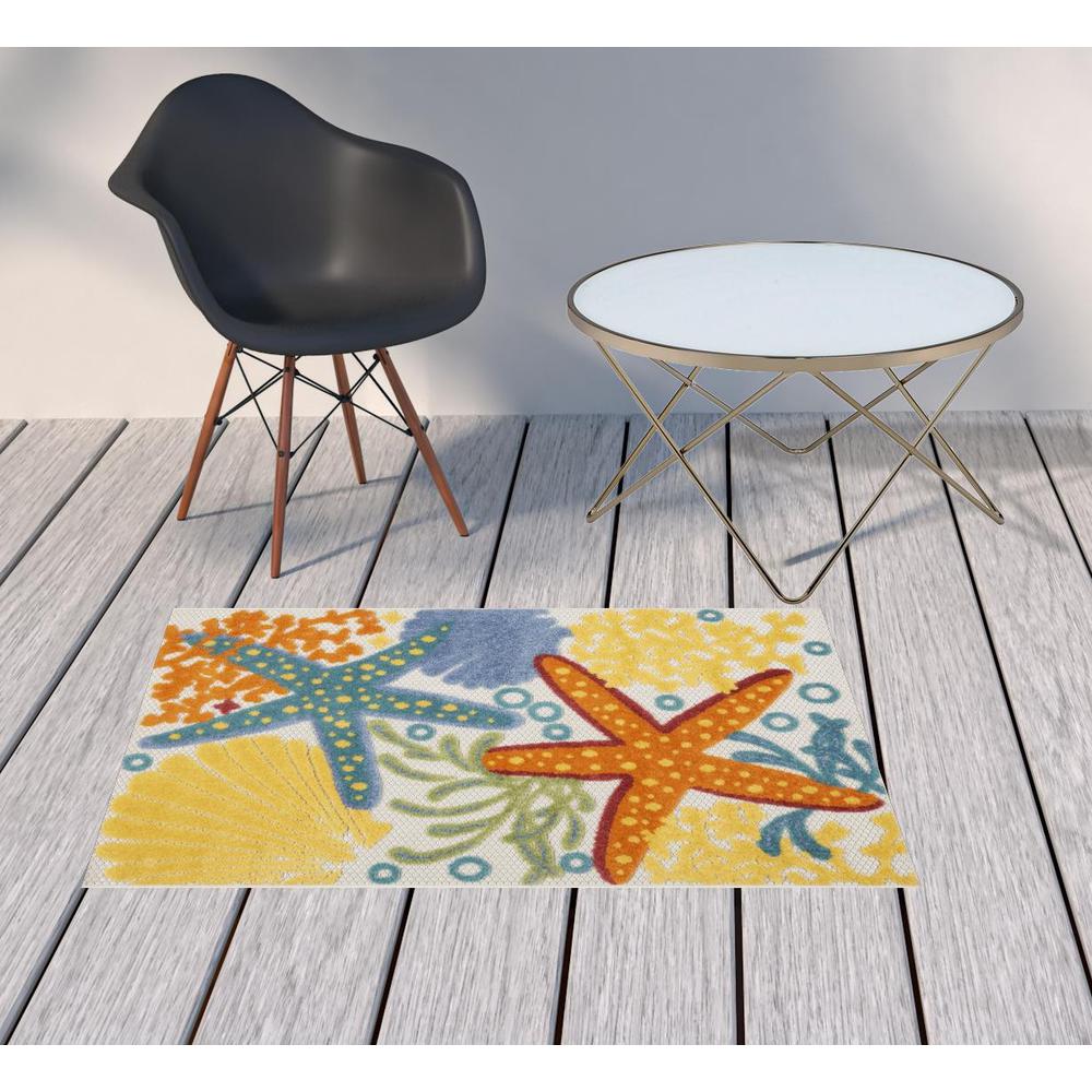 3' X 4' Orange Blue And Yellow Animal Print Non Skid Indoor Outdoor Area Rug. Picture 2